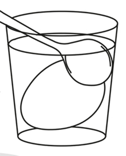 Ägg och sked i glas, illustration.